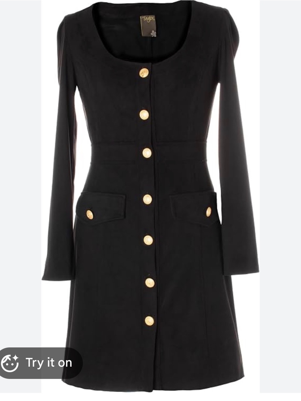 Taylor Black Long Sleeve Dress with Gold Buttons